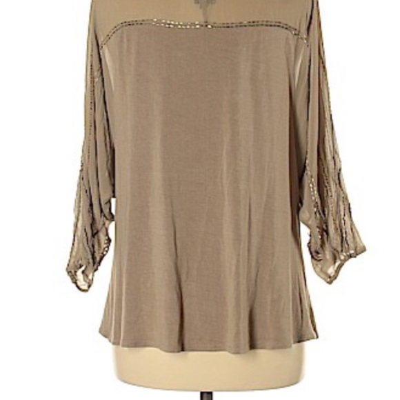 Anthropologie One September Beige Beaded Blouse - Picture 2 of 9